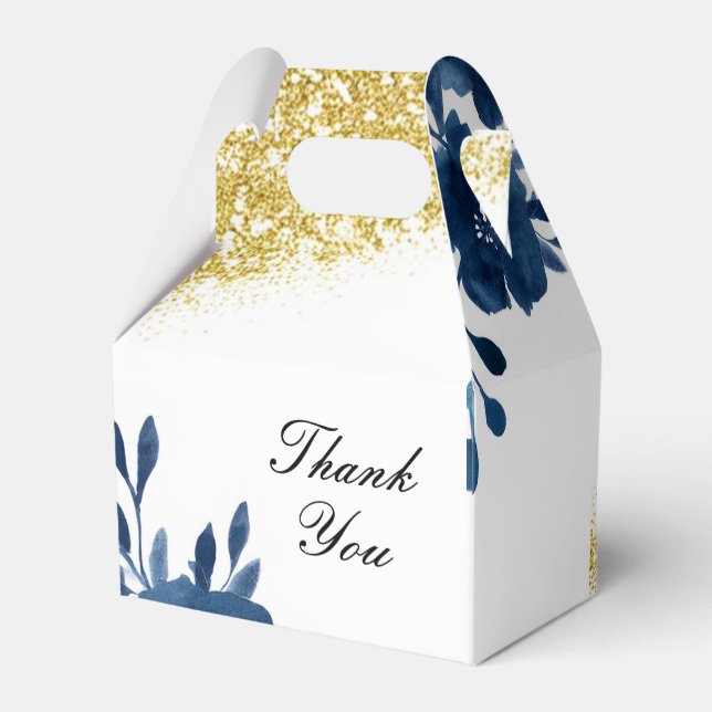 Caixinha De Lembrancinhas Marinho Chic Flutuantes De Aquarela Dourada Casame (Verso)