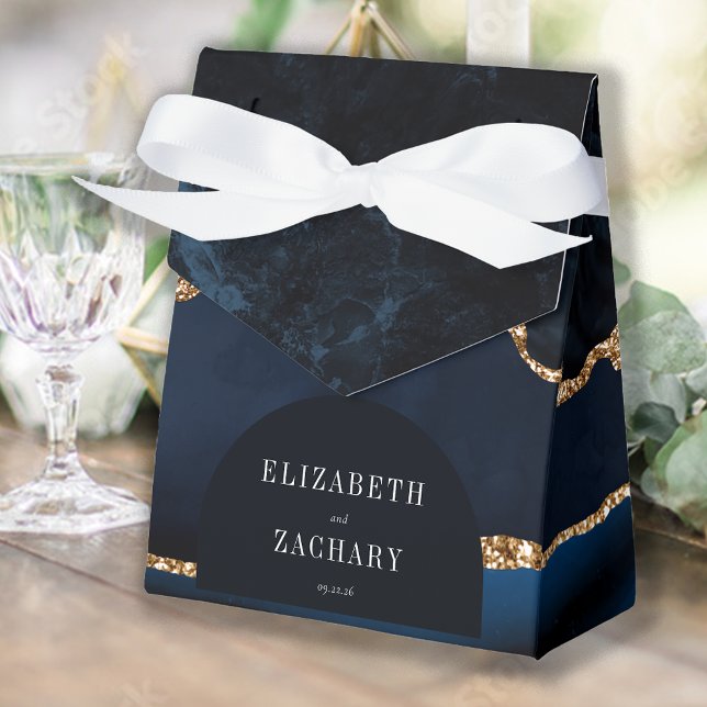 Caixinha De Lembrancinhas Marinho de Arco Geográfico Moderno Azul Dourado (Criador carregado)