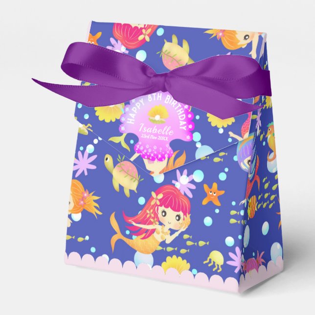 Caixinha De Lembrancinhas Marinho de Sereias Azul (Frente)