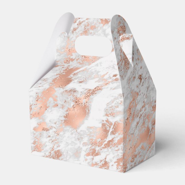 Caixinha De Lembrancinhas Mármaco branco Dourado Rosa bonito (Frente)