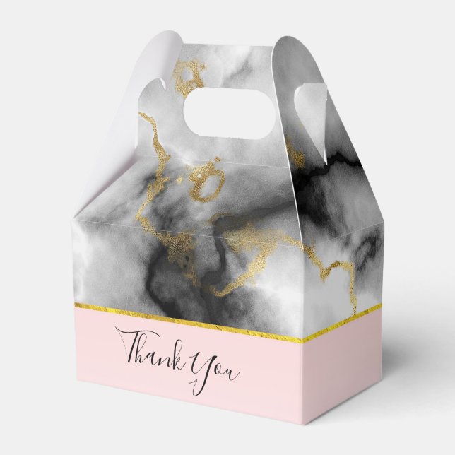 Caixinha De Lembrancinhas Mármore das Cinzas Enfumaçados modernas com Dourad (Frente)