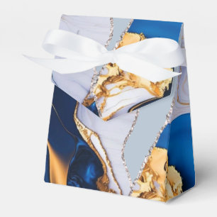 Caixinha De Lembrancinhas Mármore Dourado Azul Elegante