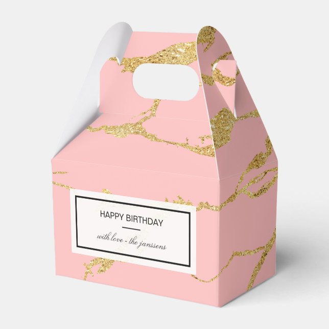 Caixinha De Lembrancinhas Mármore moderno com ouro falso (Frente)