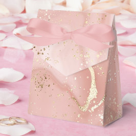 Caixinha De Lembrancinhas Mármore Rosa Bege com Glitter Dourado Padrão Abstr