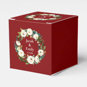 Caixinha De Lembrancinhas Maroon Greenery Personalizado Nomes