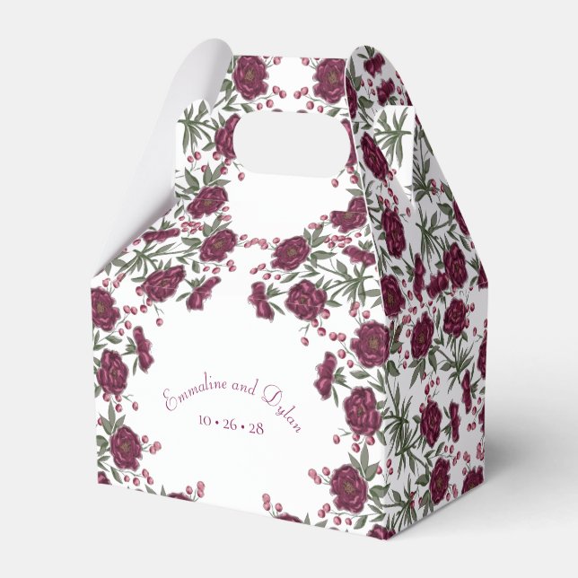 Caixinha De Lembrancinhas Maroon Rose Wedding (Frente)