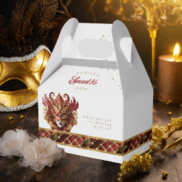 Caixinha De Lembrancinhas Mascarada Mask Motif Harlequin Red Dourado ID1032