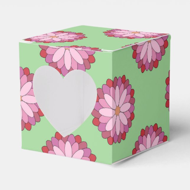 Caixinha De Lembrancinhas Medalhão Verde-Asiático Pastel Rosa Floral (Frente)