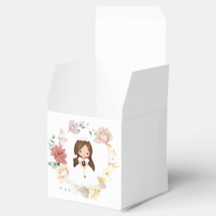 Caixinha De Lembrancinhas Menina Primeira Comunhão - Coroa Floral Elegante