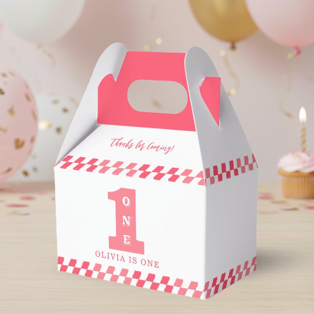 Caixinha De Lembrancinhas Meninas de primeiro aniversario Rosa Um (1st Birthday Party Girls Pink One Favor Boxes
)