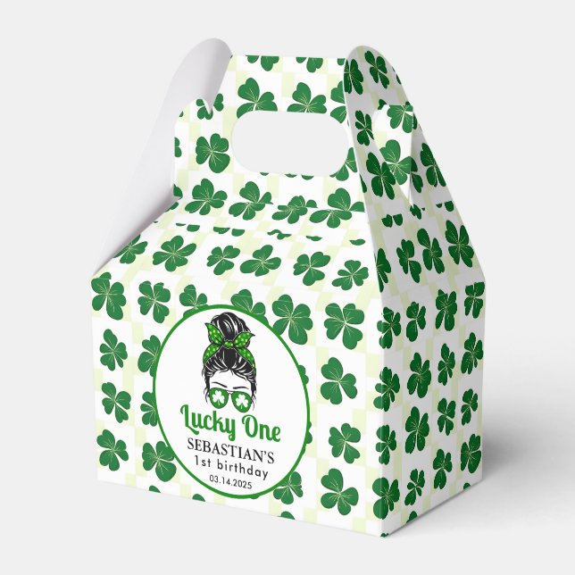 Caixinha De Lembrancinhas Mensageiro Sortudo Uma primeiro aniversario (Frente)