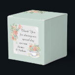 Caixinha De Lembrancinhas Mensagem Floral Teacup Elegant Custom Obrigado<br><div class="desc">Bonito arte aquarela em pastéis obrigado que você mande um favor para os convidados.</div>