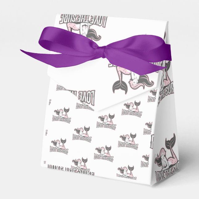 Caixinha De Lembrancinhas Mermaid Crew Party ama o surf (Frente)