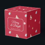 Caixinha De Lembrancinhas Merry & Bright Vintage Christmas<br><div class="desc">Add a nostalgic touch to your holiday celebrations with this vintage Christmas favor box. Featuring charming watercolor illustrations of classic Christmas ornaments, rocking horses, and candy canes, along with the festive phrase “Merry & Bright, ” it brings warmth and cheer to your holiday table. Perfect for party favors, sweet treats,...</div>