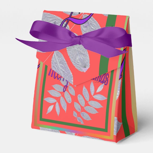 CAIXINHA DE LEMBRANCINHAS MERRY CHRISTMAS SILVER LEAVES (Frente)