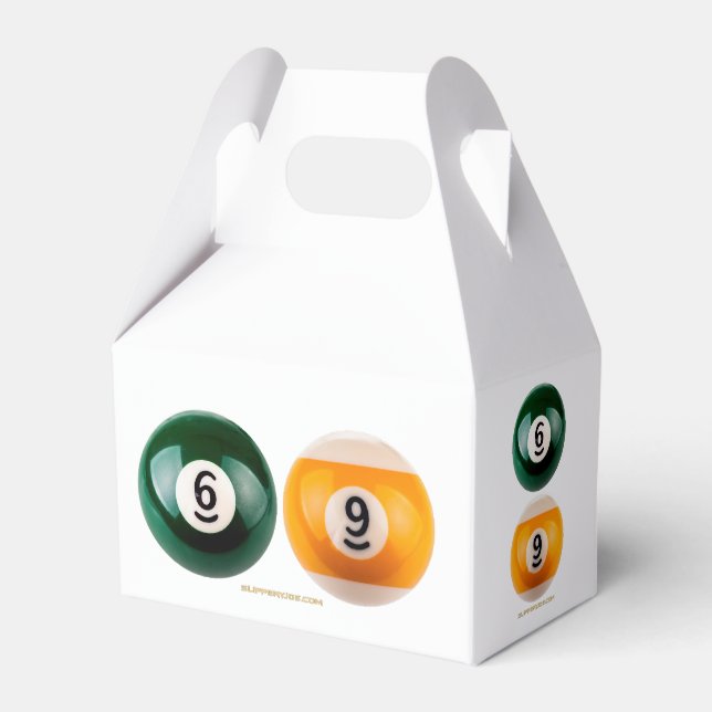 Caixinha De Lembrancinhas Mesa de piscina 69 do SlipperyJoe, duas bolas de b (Frente)