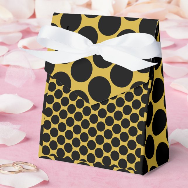 Caixinha De Lembrancinhas Metálico Dourado com estilo de ponto preto Tent 3x (Casamento)