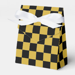 Caixinha De Lembrancinhas Metálico Dourado com Padrão Preto Quadrado Pequeno