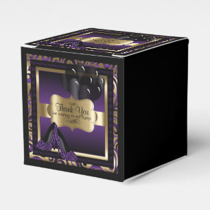 Caixinha De Lembrancinhas Metálico roxo e Dourado - 00º aniversário Text