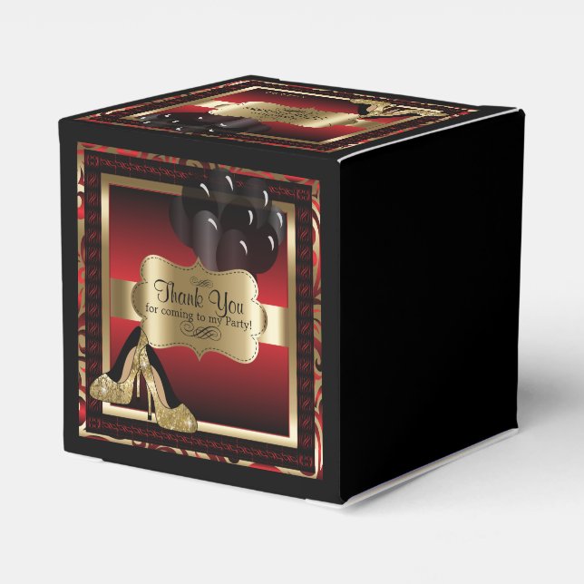 Caixinha De Lembrancinhas Metálico vermelho e Dourado - 00º aniversário | DI (Verso)