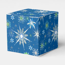 Caixinha De Lembrancinhas Mid-Century Snowflakes Galore On Blue