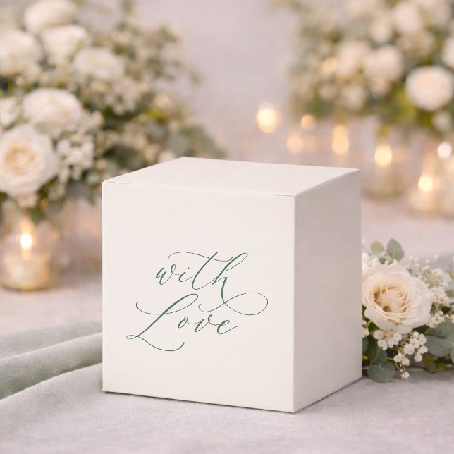 Caixinha De Lembrancinhas Minimal Sage Green Wedding Favor Box with Love (Criador carregado)