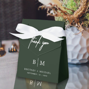 Caixinha De Lembrancinhas Minimalista Obrigado Floresta de Casamento Verde