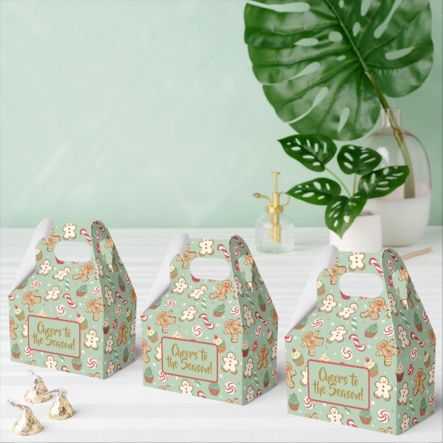 Caixinha De Lembrancinhas Mint Gingerbread Sweet Christmas Pattern (Múltiplo)
