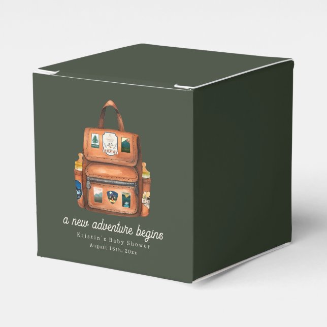 Caixinha De Lembrancinhas Mochila + Garrafas Chá de fraldas Verde (Frente)