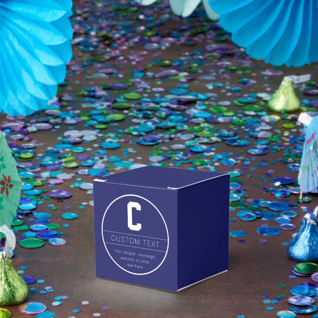 Caixinha De Lembrancinhas Modelo de Nome & Monograma Únicos | Azul-Navy (Festa)