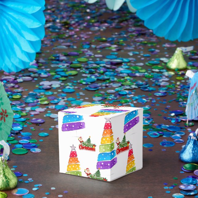 Caixinha De Lembrancinhas Modern Christmas Tree Painting Colorful (Festa)