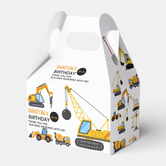 Caixinha De Lembrancinhas Modern Construction Simple Kid's Birthday (Frente)