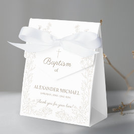 Caixinha De Lembrancinhas Modern Floral Cross Christian Baptism Thank You