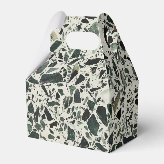 Caixinha De Lembrancinhas Modern Green Terrazzo (Frente)