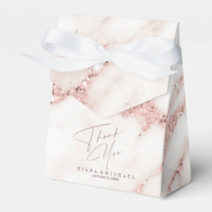 Caixinha De Lembrancinhas Modern Marble Glitter Obrigado Rosa Dourado ID816