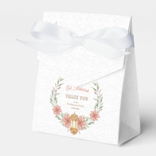 Caixinha De Lembrancinhas Modern Ramadan | Eid Mubarak Floral Wreath Lamp  (Frente)