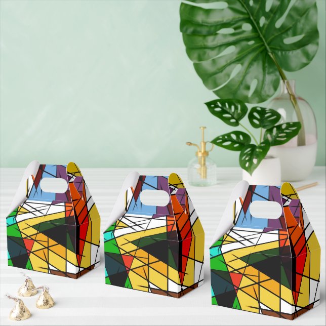 Caixinha De Lembrancinhas Modern Triangle Colorful Geometric  (Múltiplo)