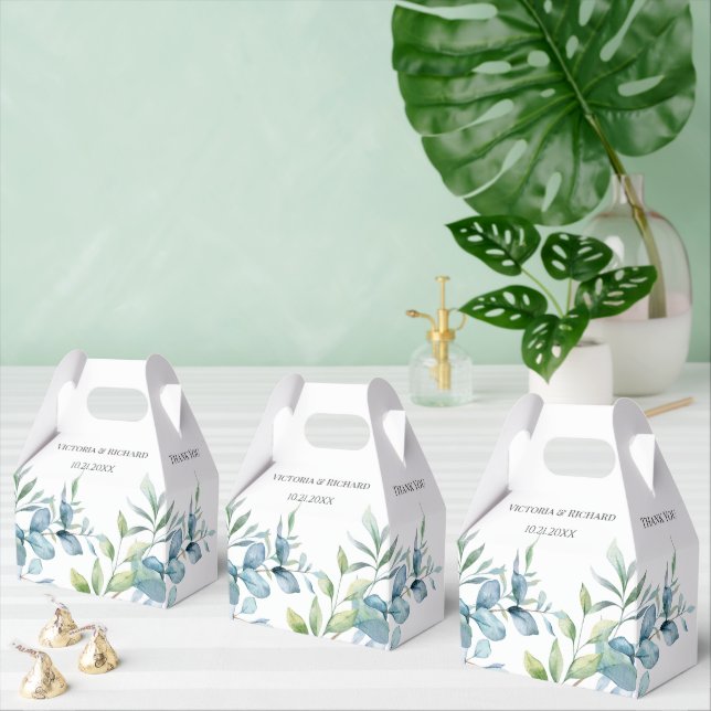 Caixinha De Lembrancinhas Modern Watercolor Eucalyptus Greenery Wedding (Múltiplo)