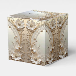 Caixinha De Lembrancinhas Modern White Flowers Pearls Favor Box