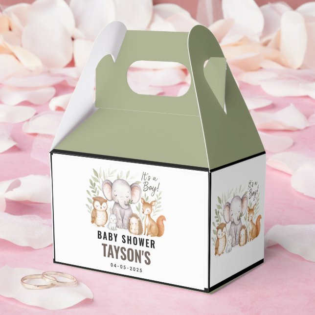 Caixinha De Lembrancinhas Modern Woodland Animals Forest Boy Baby Shower (Casamento)