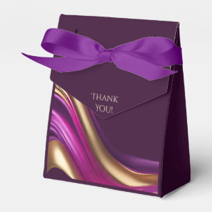 Caixinha De Lembrancinhas Moderno Casamento Roxo Fuchsia e Dourado-