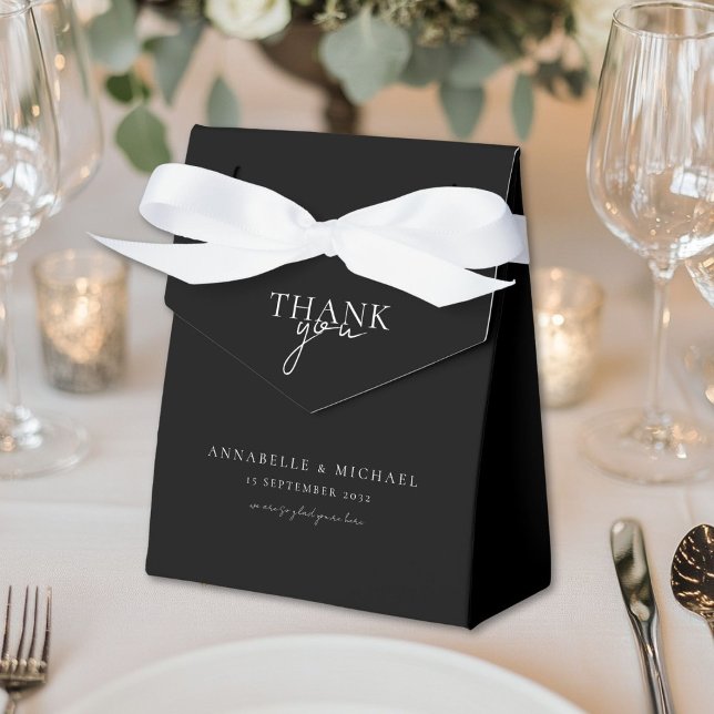Caixinha De Lembrancinhas Moderno, Mínimo, Preto, Casamento (Modern, Minimal, Black-White, Wedding Favor Boxes)