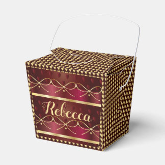 Caixinha De Lembrancinhas Monograma Antigo Cor Borgonha Decoração Luxo Doura