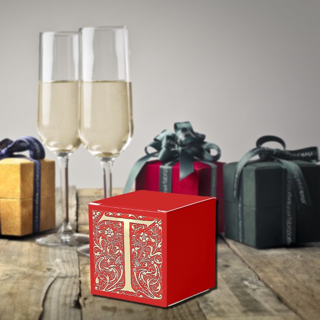 Caixinha De Lembrancinhas monograma antigo do ornamentado - letra T (Criador carregado)