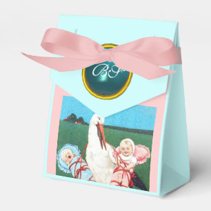 CAIXINHA DE LEMBRANCINHAS MONOGRAMA DA PEDRA AZUL DO CHÁ DE FRALDAS TWIN TW