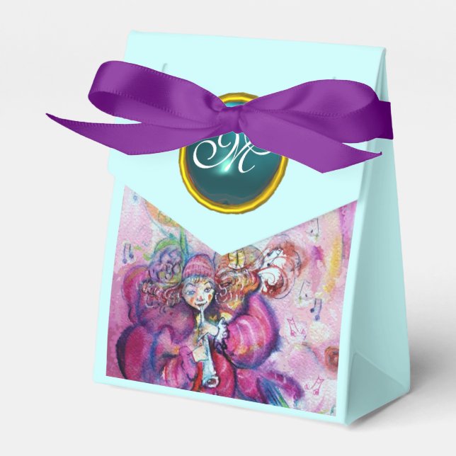 CAIXINHA DE LEMBRANCINHAS MONOGRAMA DA PINTA DO PINO DO TEOR AZUL DO PINO (Frente)