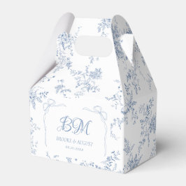 Caixinha De Lembrancinhas Monograma de casamento azul francês floral vintage