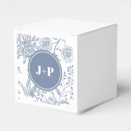 Caixinha De Lembrancinhas Monograma de casamento azul pervinca floral