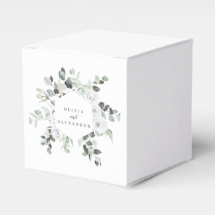 Caixinha De Lembrancinhas Monograma de casamento floral com rosas brancas e