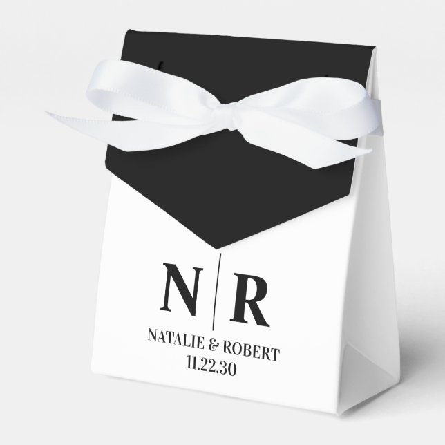 Caixinha De Lembrancinhas Monograma De Casamento, Noite E Iniciais Legais (Frente)